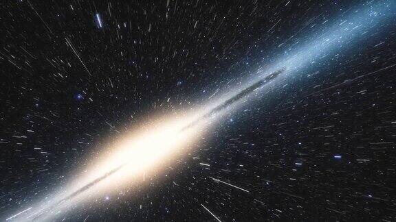 宇宙飞船以光速在太空中的星系中飞行银河系中有数十亿颗恒星美丽的星团