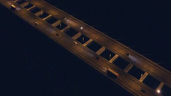 无人机拍摄的昂船洲大桥及青沙公路夜景