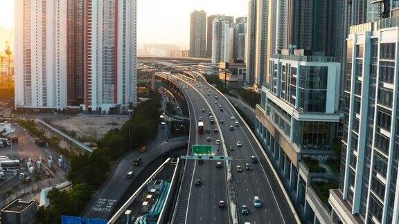 无人机航拍香港城市高速公路