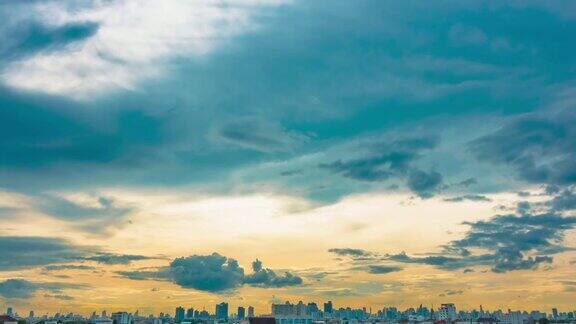 白天到夜晚的延时云天空景观