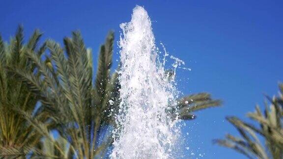 夏日喷泉的水花慢镜头180帧秒