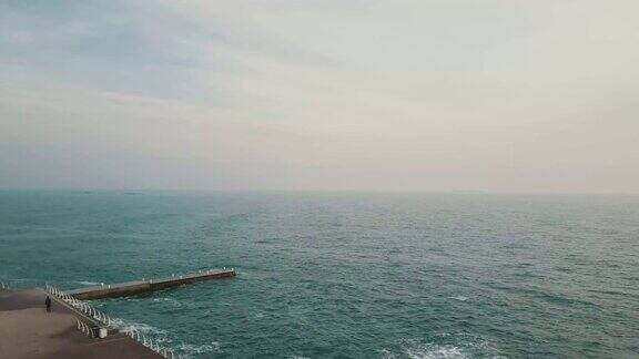 敖德萨黑海海岸阳光、海浪、海鸥空中