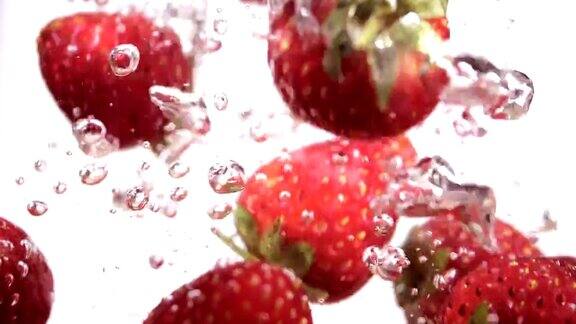 草莓掉进水里