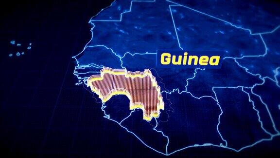 几内亚国家边界3D可视化现代地图轮廓旅行