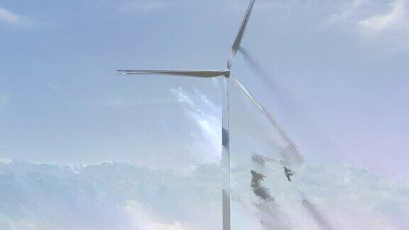 4K航拍国家能源风力发电不同角度的大场景