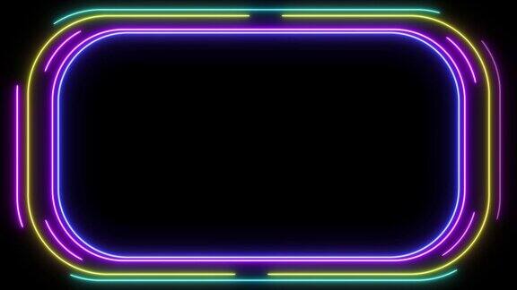 抽象的霓虹灯框架在黑色的背景激光显示循环动画4k的视频