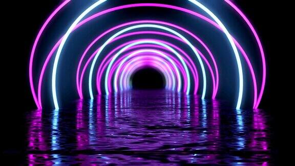 发光的霓虹灯隧道抽象的无缝的背景荧光紫外线