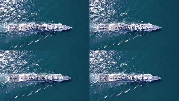 鸟瞰图的海军舰艇战舰战舰军事舰艇弹性和武装的武器系统虽然军备在部队运输支持海军舰艇军事海洋运输