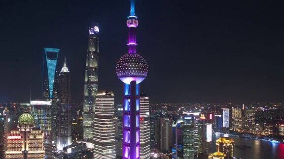 上海摩天大楼鸟瞰图无人机拍摄