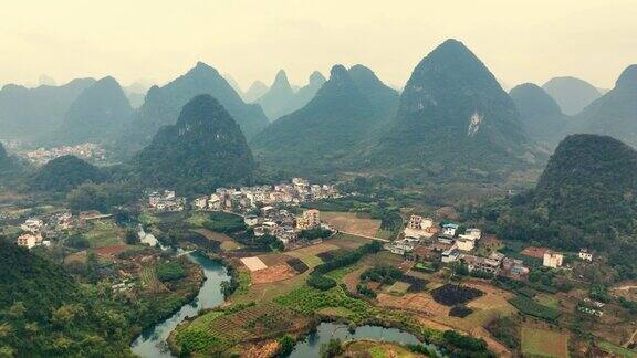 空中乡村空中风景桂林中国