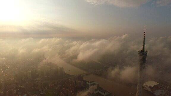 广州城市雾霾航拍