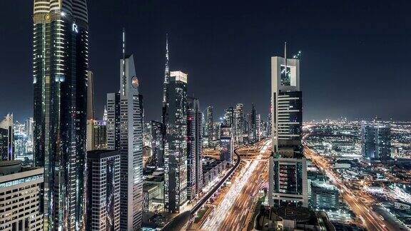 ZI鸟瞰图迪拜在晚上迪拜阿联酋