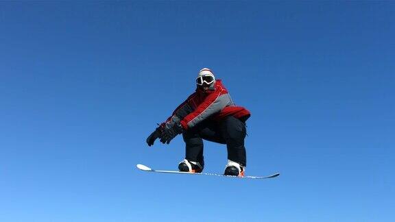 滑雪板在空中慢动作