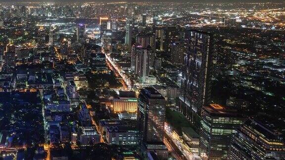 多彩的城市夜景航空时间流逝视频