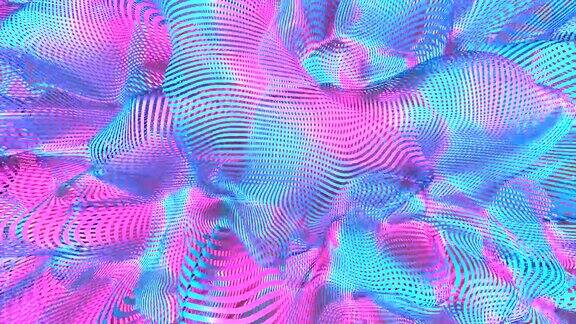 霓虹背景与荧光液体颜色紫外光抽象蓝色、紫色、粉红色循环动画4k