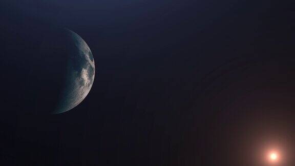 太空中月球和太阳的3D渲染CGI