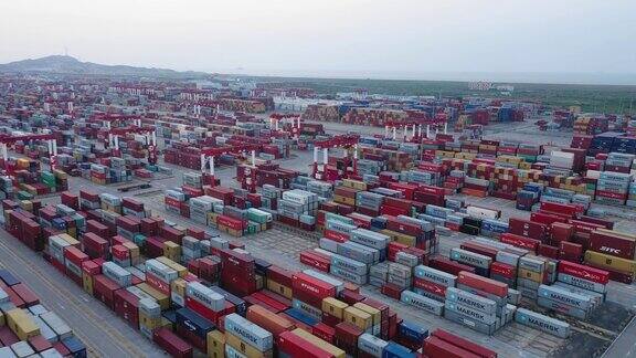 亚洲中国国际集装箱码头航拍