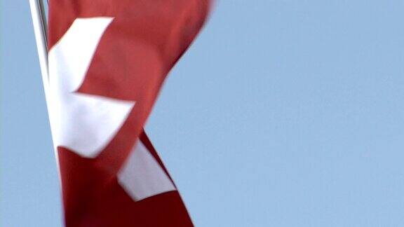 瑞士国旗在风中飘扬