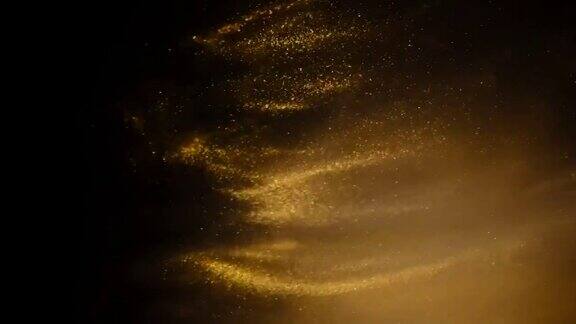金色的沙子或灰尘形成抽象的云艺术背景