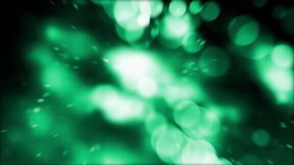 抽象背景散焦绿光在空间中移动