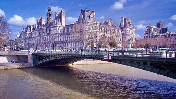 巴黎的桥和河城市