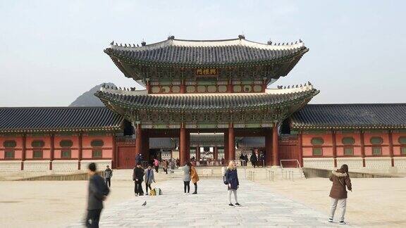 时光流逝韩国京福宫拥挤的人群