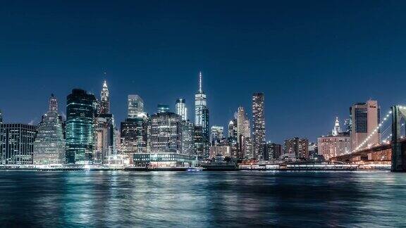 ZI曼哈顿市中心纽约市夜景