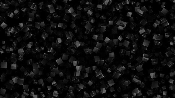 极简的黑色背景的图形立方体漂浮在黑暗中