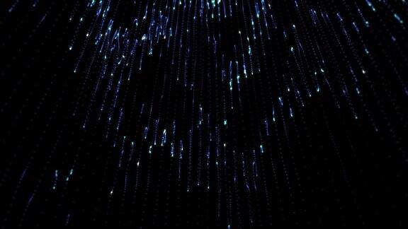 流星光速太空旅行彩色发光的小雨霓虹灯线背景动画数字签名与许多火球从天上掉下来