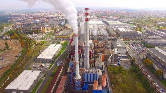 欧洲捷克共和国皮尔森市卡尔洛夫郊区工业区和科技园上空的镜头欧洲工业