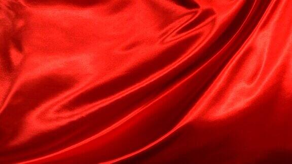 红色的丝绸面料在风中飘扬