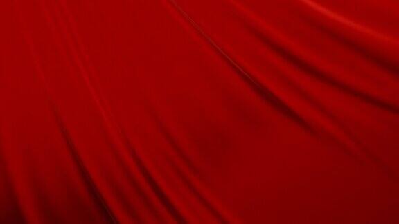 美丽的红色飘扬的布飞走了打开背景循环3d动画与阿尔法磨光抽象的丝织物表面运动显示屏幕