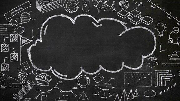 云和粉笔信息图在黑板上