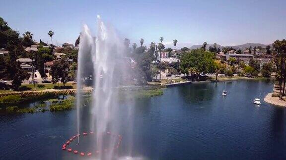 4K无人机洛杉矶市中心和回声公园的视频作为稳固的镜头