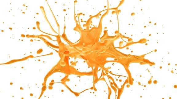 橙汁或葡萄柚汁的慢动作爆炸水果液滴飞溅