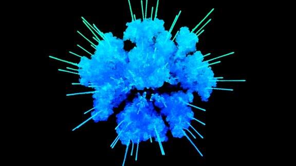蓝色粉末在黑色背景上爆炸3d动画的粒子作为彩色的背景或覆盖的效果一阵阵五彩的颜料粉为胡里节的绚烂呈现17