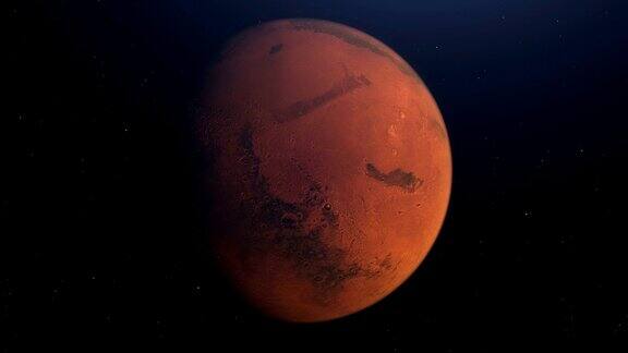 太空中的火星有明亮的陨石坑和火星山脉