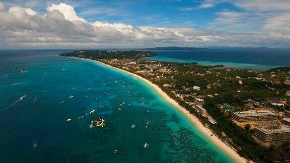 鸟瞰图美丽的海滩热带岛屿菲律宾长滩岛