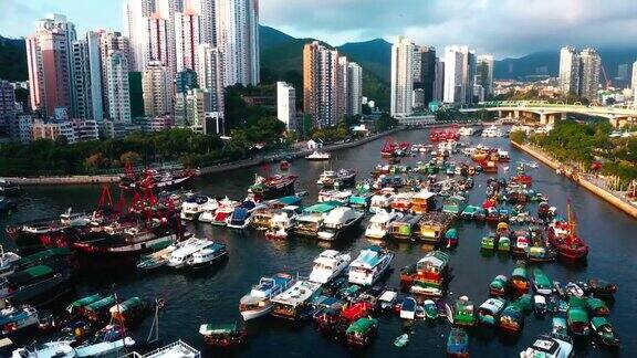 香港香港仔香港仔湾的无人机照片