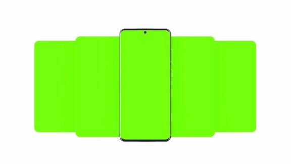 智能手机的空白绿色滑动应用程序屏幕隔离在白色背景