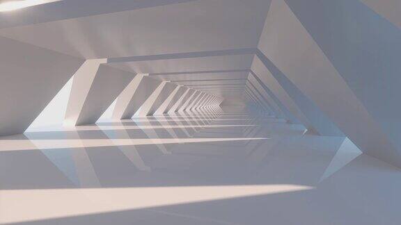 白色六角形隧道现代建筑3d渲染