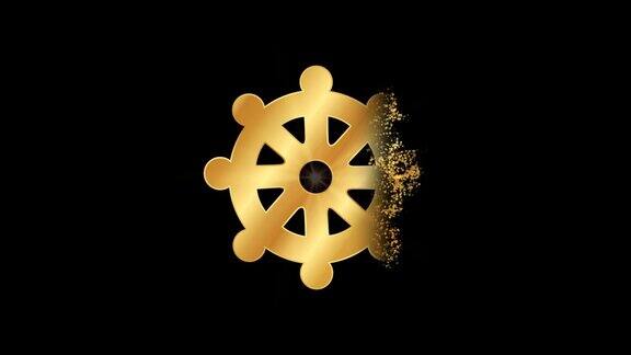 法轮宗教符号粒子动画魔法粒子尘埃动画的宗教法轮符号与射线