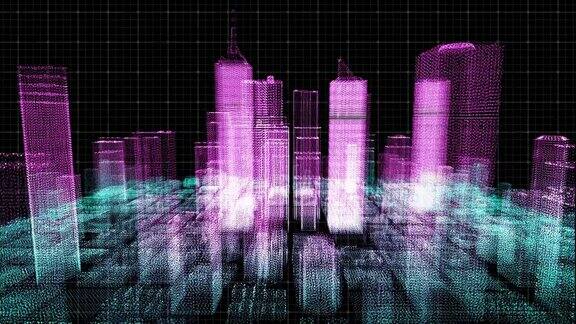 数字科技智慧城市建筑构建动画