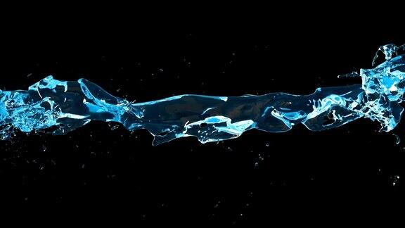 带有alpha的蓝色水流的3D动画