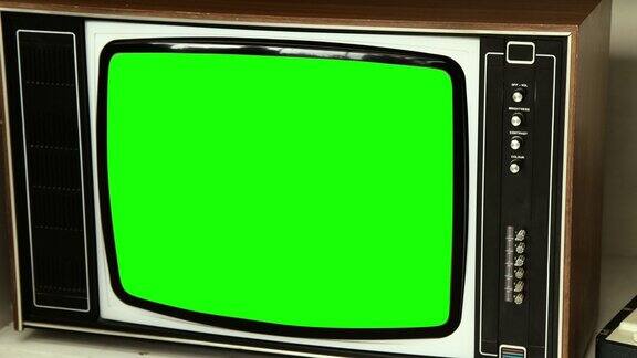 老式绿屏模拟电视机4k