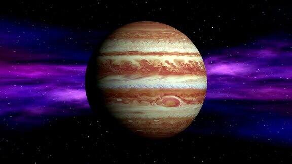 太空星云背景上的木星