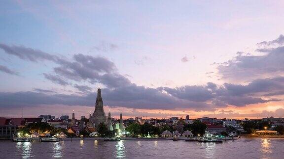 4K延时白天到晚上WatArun寺曼谷泰国旅游目的地