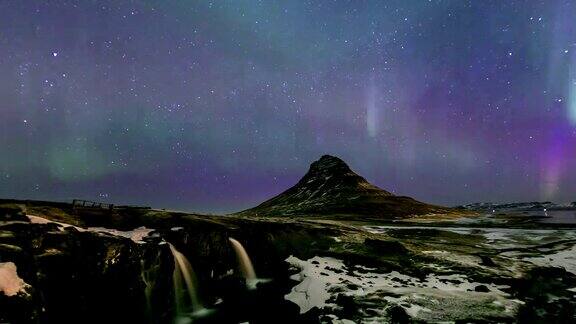 Time-lapse:北极光VatnajokullGlacierJokulsarlonlagoon:冰岛