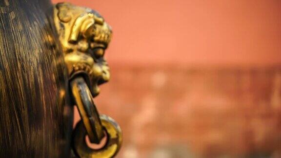 中国元素:中国北京紫禁城的金色动物雕像