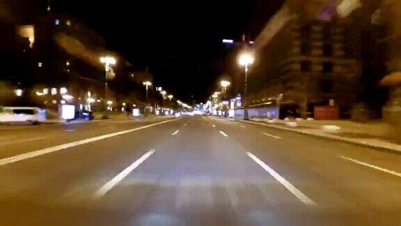 时间的推移夜间城市街道高速驾驶